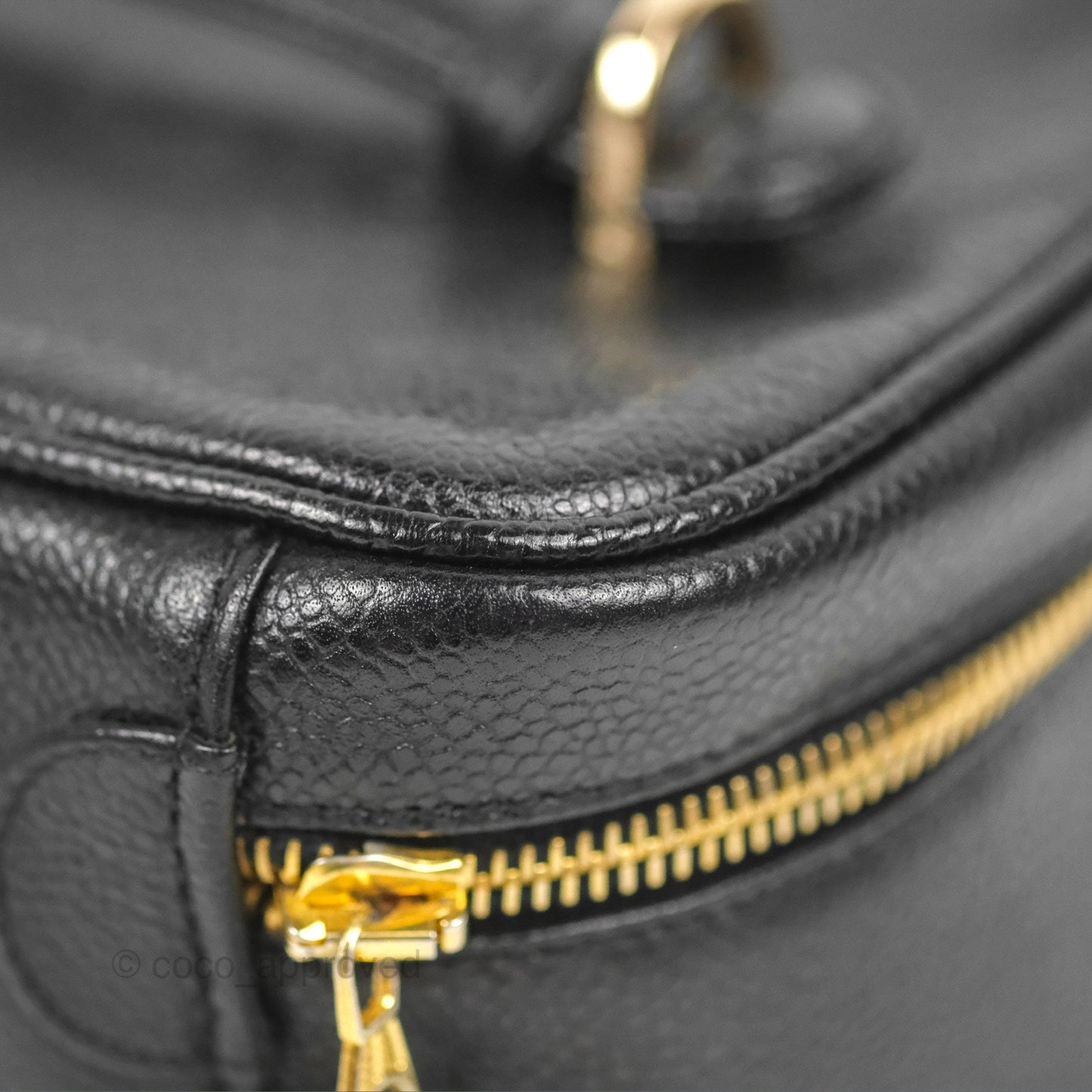 Chanel Vintage Vanity Case Black Caviar Gold Hardware