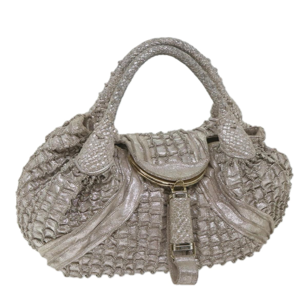 Luxury FendiSpy Hand Bag Leather Silver56875