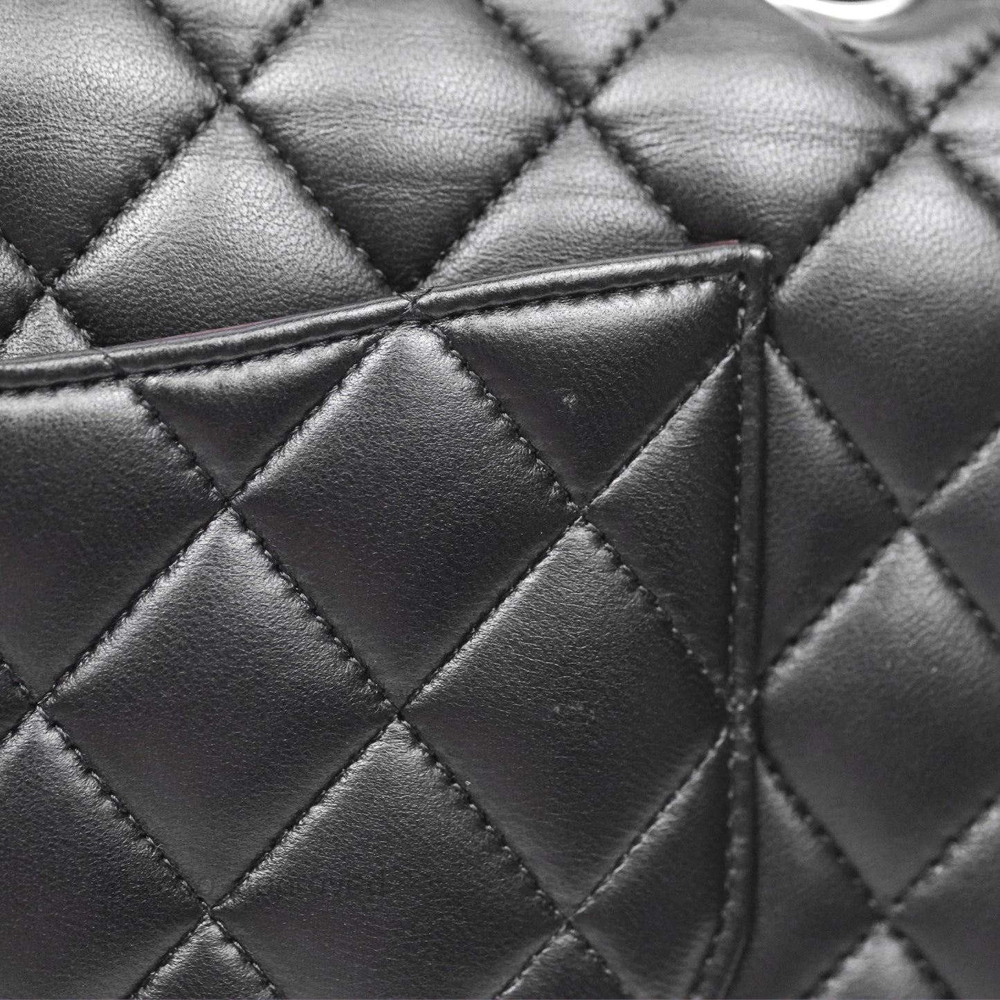 Chanel Classic M/L Medium Flap Quilted Black Lambskin Silver Hardware