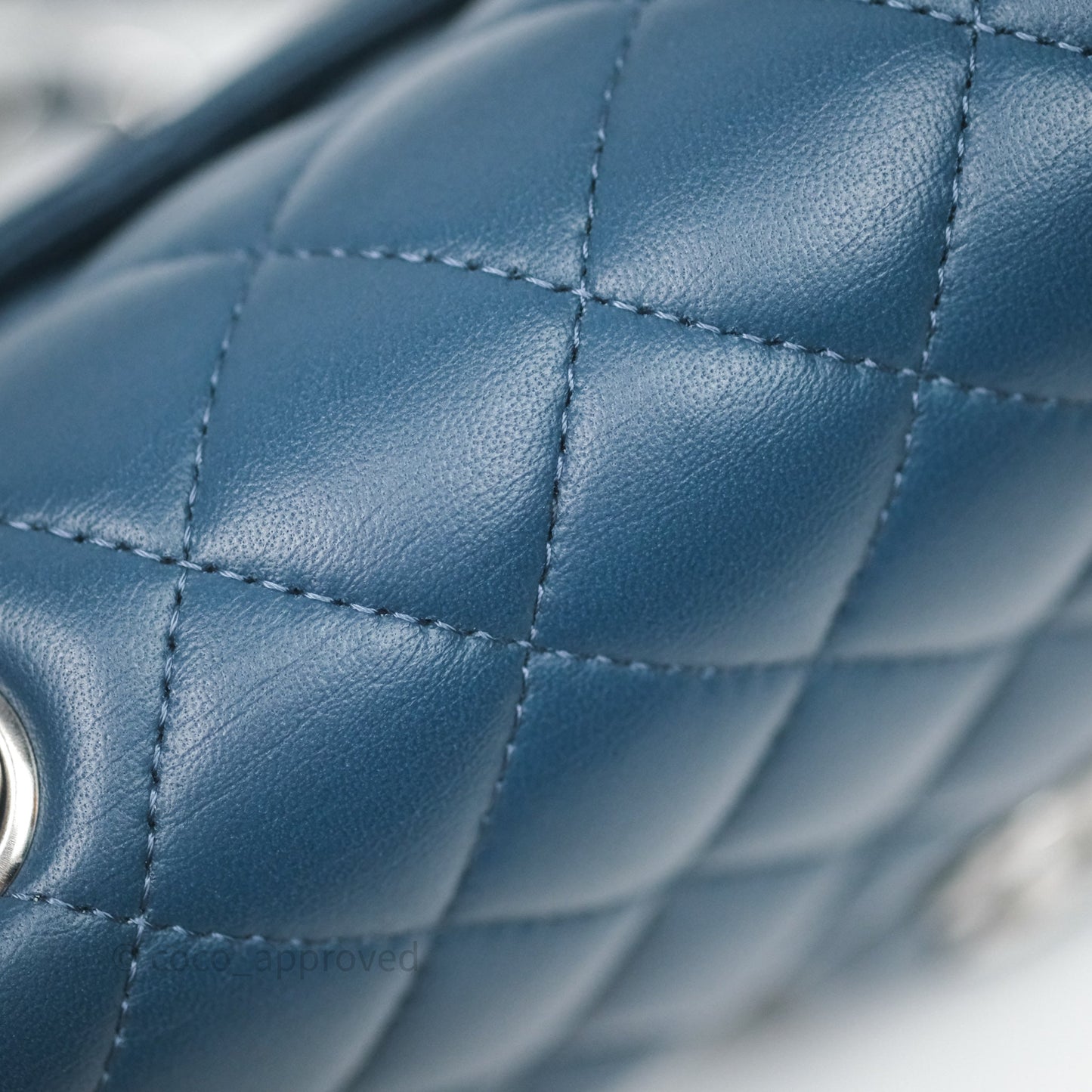Chanel Mini Rectangular Quilted Navy Lambskin Silver Hardware