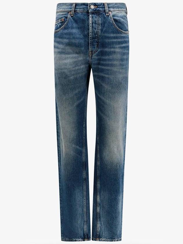 Luxury Saint Laurent Back Logo Patch Biologics Cotton Jeans Blue