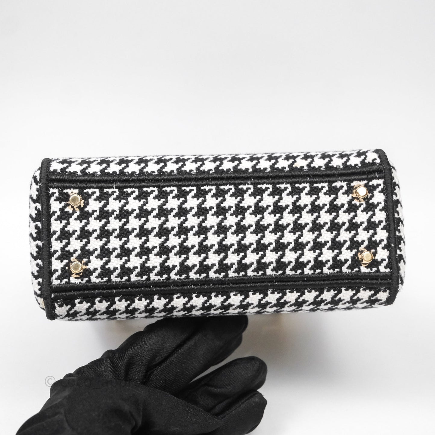 Christian Dior Mini Lady D-Lite Bag Black White Houndstooth