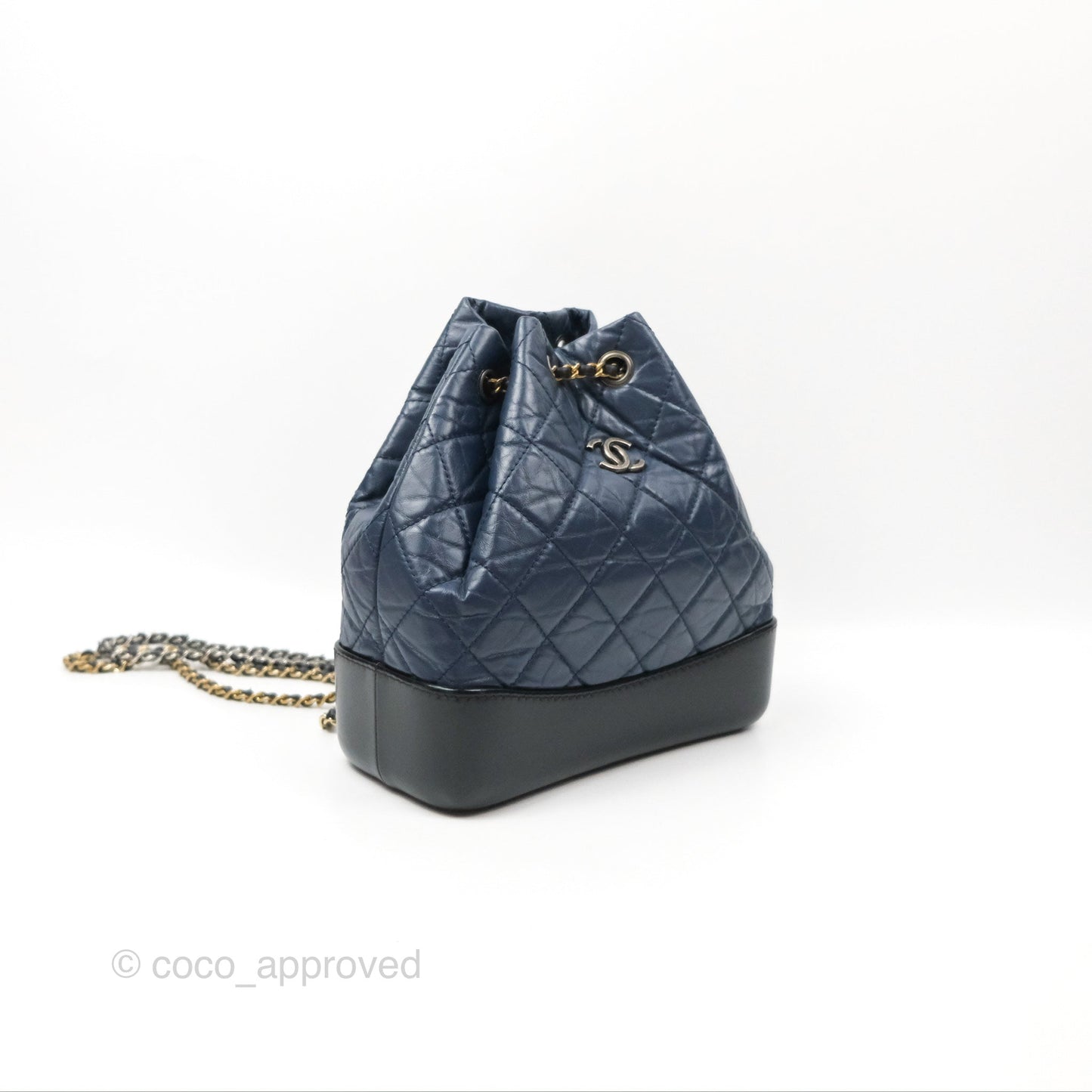 Chanel Small Gabrielle Backpack Navy Black Aged Calfskin