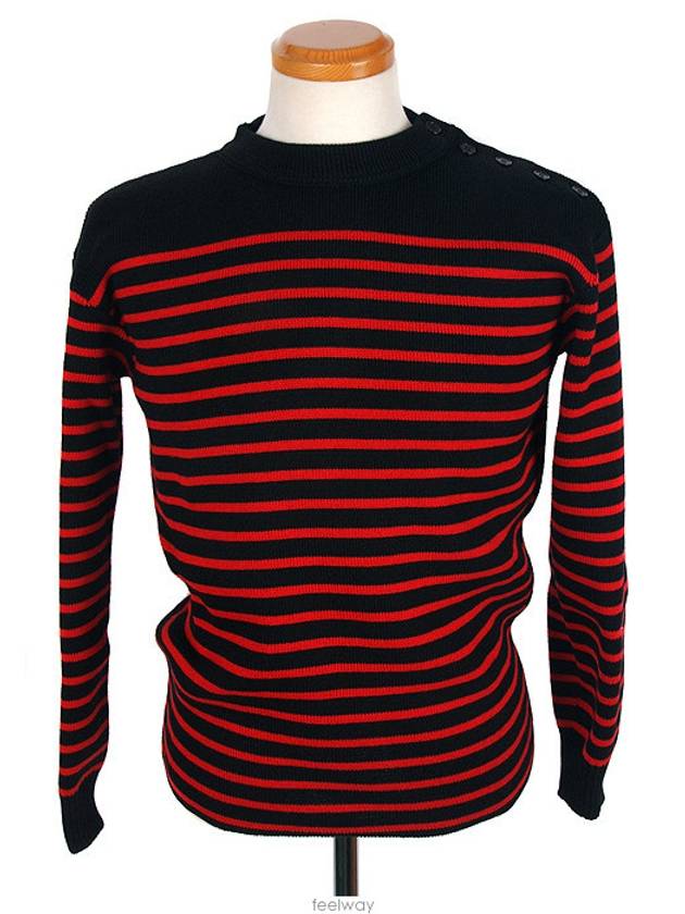 Luxury Saint Laurent Striped Ranaul Knit Top Black Red