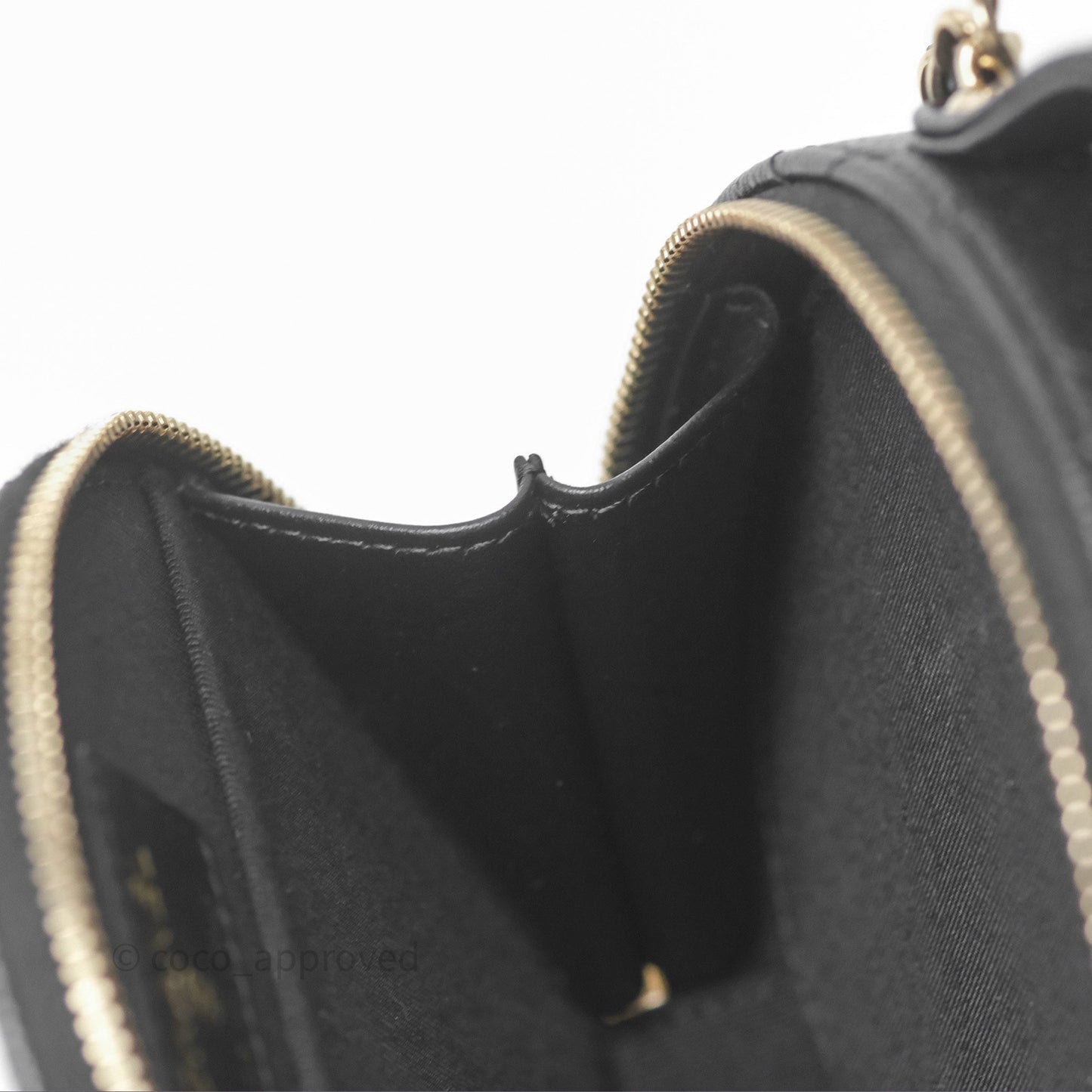 Chanel Mini Round Vanity Bag Handle With Care Black Caviar 22C