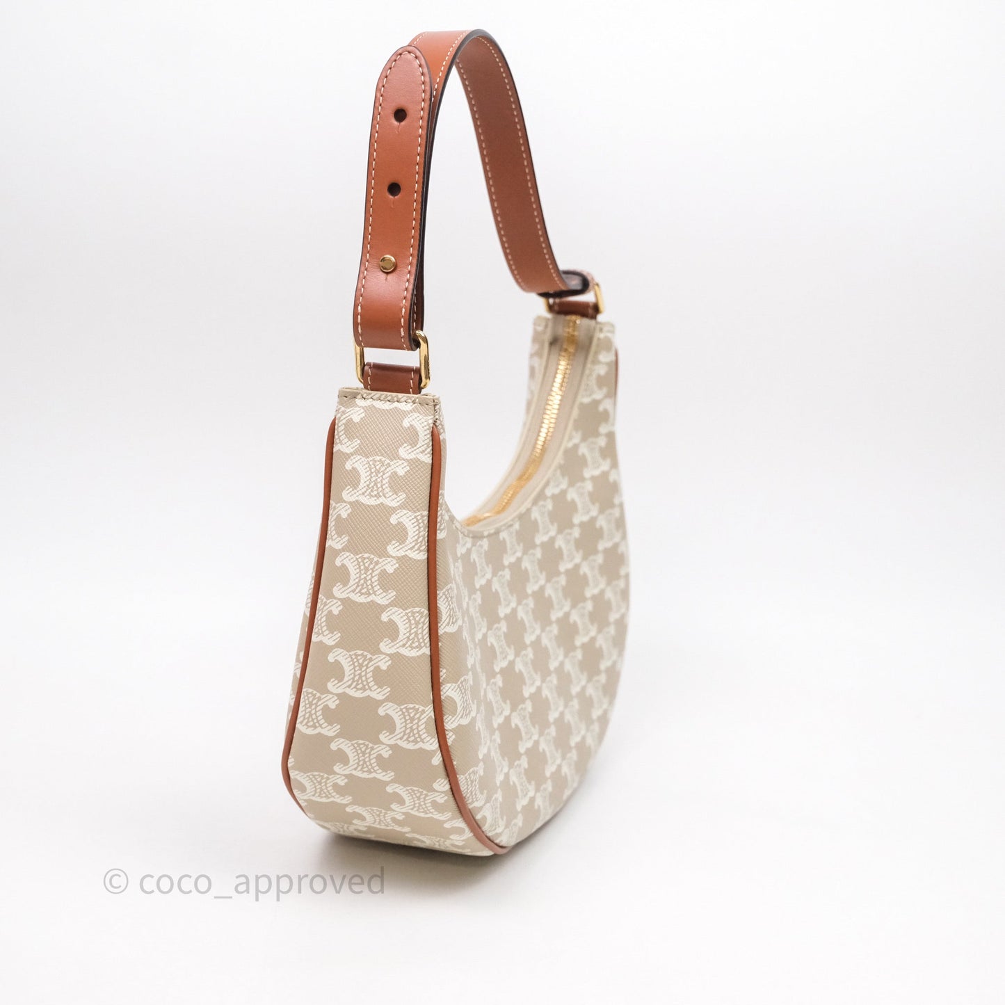 Celine Ava Bag In Triomphe Canvas Calfskin Grege