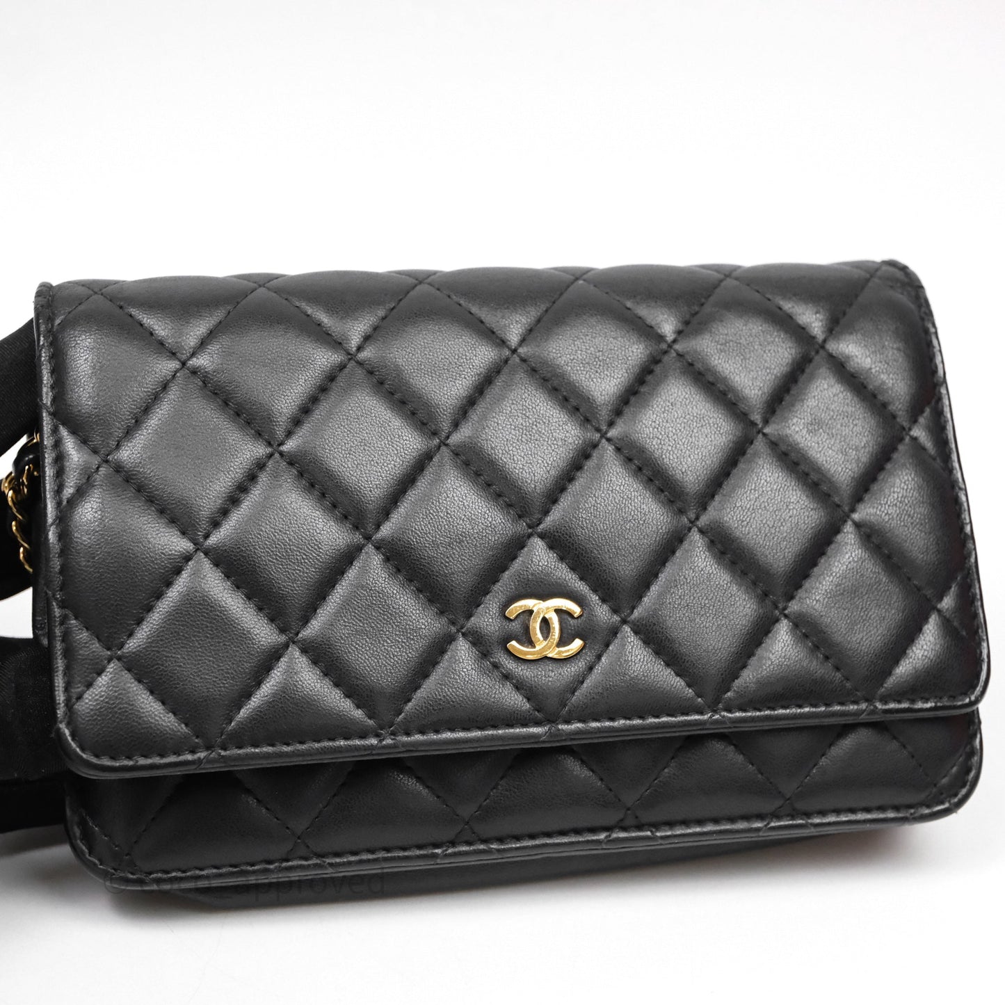 Chanel Classic WOC Wallet On Chain Quilted Black Lambskin Gold Hardware