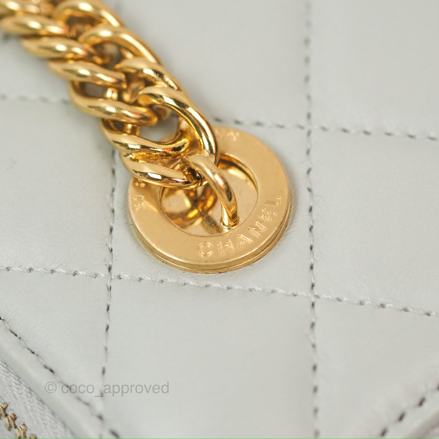 Chanel Quilted Vanity Rectangular with Chain Grey Blue Lambskin Gold Hardware
