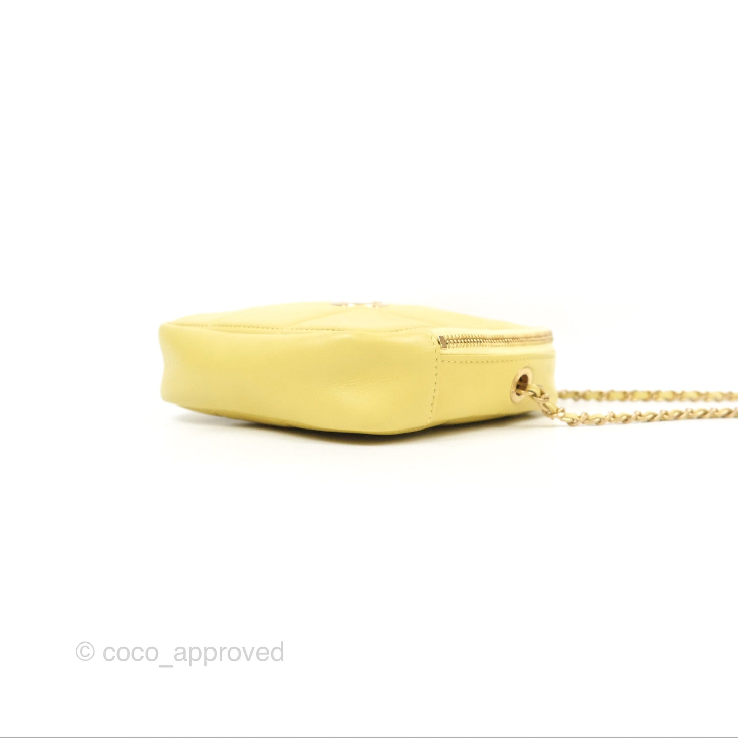 Chanel Small Quilted Diamond Cut Bag Yellow Lambskin Aged Gold Hardware