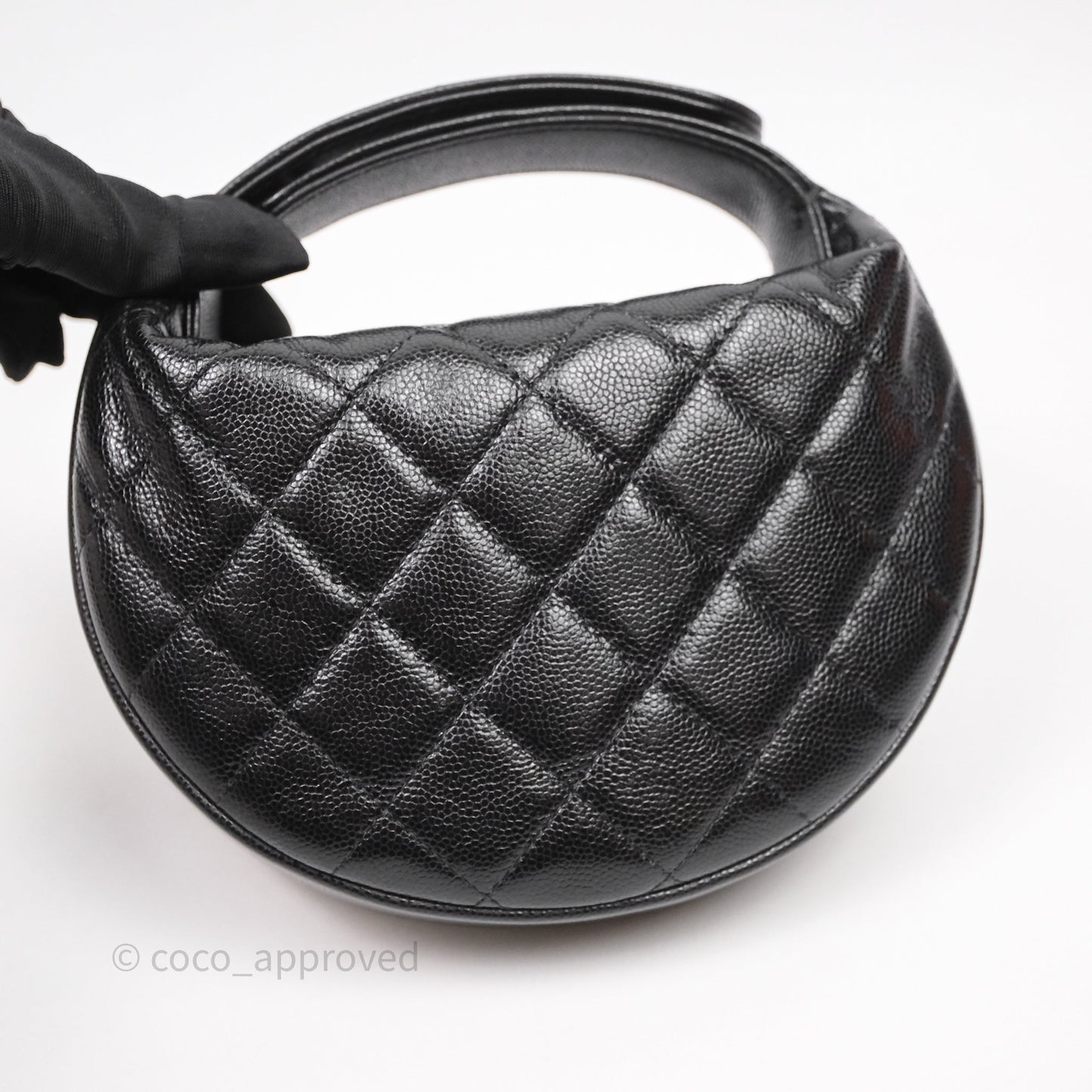 Chanel Quilted Polly Pocket Hobo Bag Caviar Black Gold Hardware