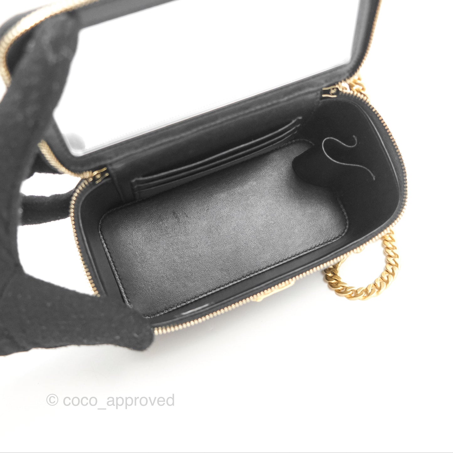 Chanel Vanity with Heart Adjustable Chain Black Caviar Aged Gold Hardware