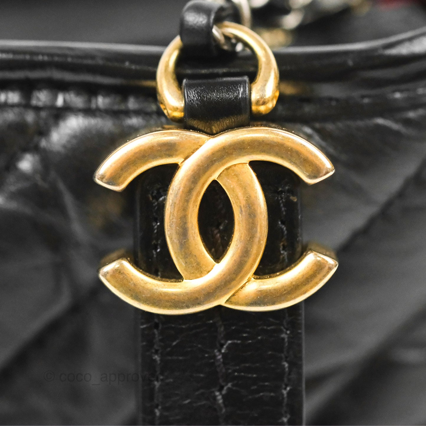 Chanel Calfskin Chevron Small Gabrielle Hobo Black Mixed Hardware