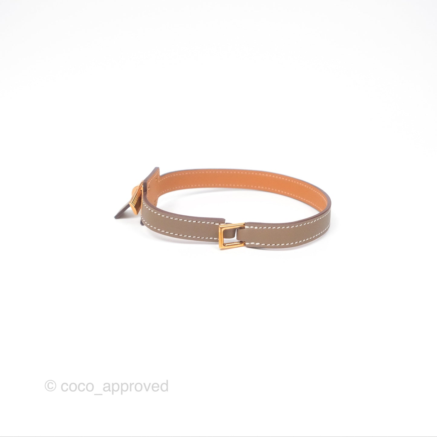Hermès O'Kelly Double Tour Bracelet Etoupe Swift Rose Gold Hardware
