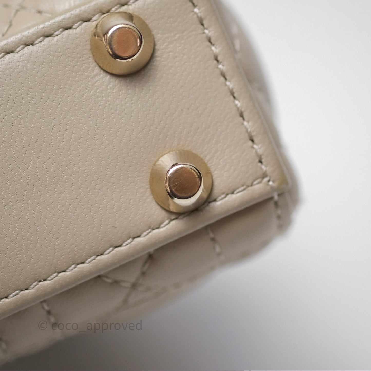 Christian Dior Micro Lady Dior Cannage Beige Lambskin Gold Hardware