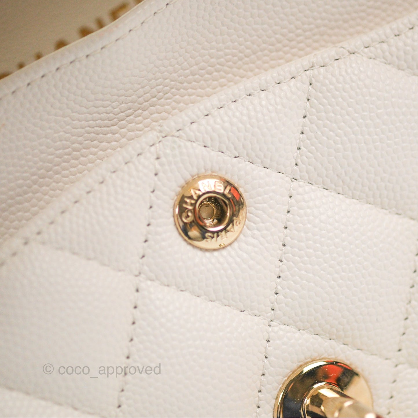Chanel Small Classic Quilted Flap White Caviar Gold Hardware