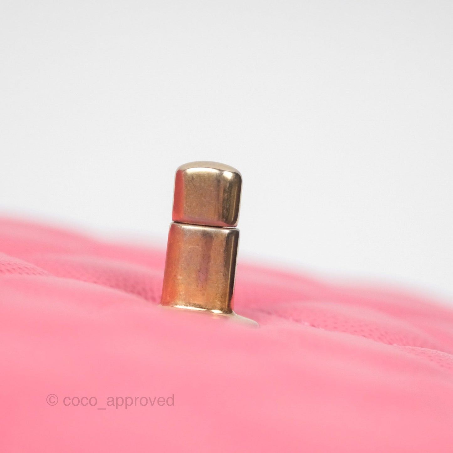 Chanel Small Coco Handle Quilted Pink Caviar Aged Gold Hardware Lizard Handle