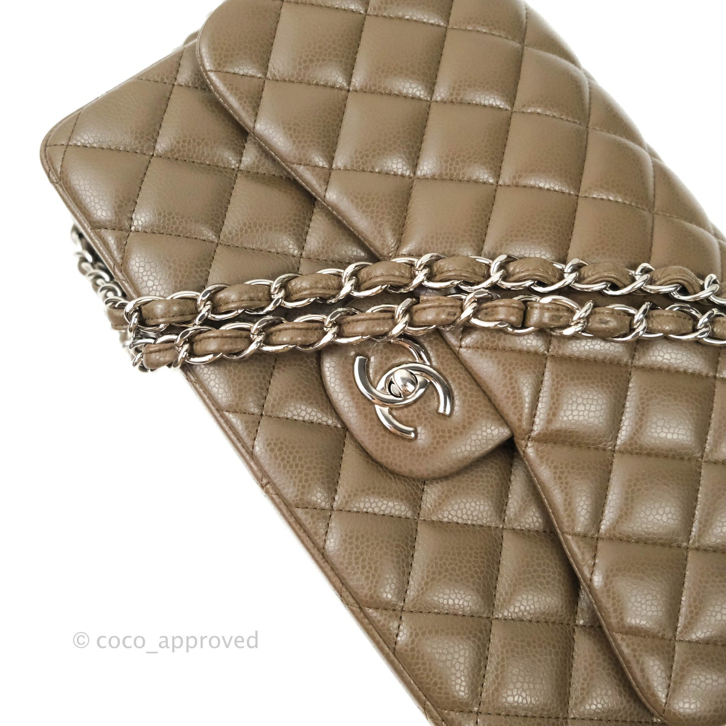 Chanel Jumbo Double Flap Taupe Caviar Silver Hardware⁣⁣