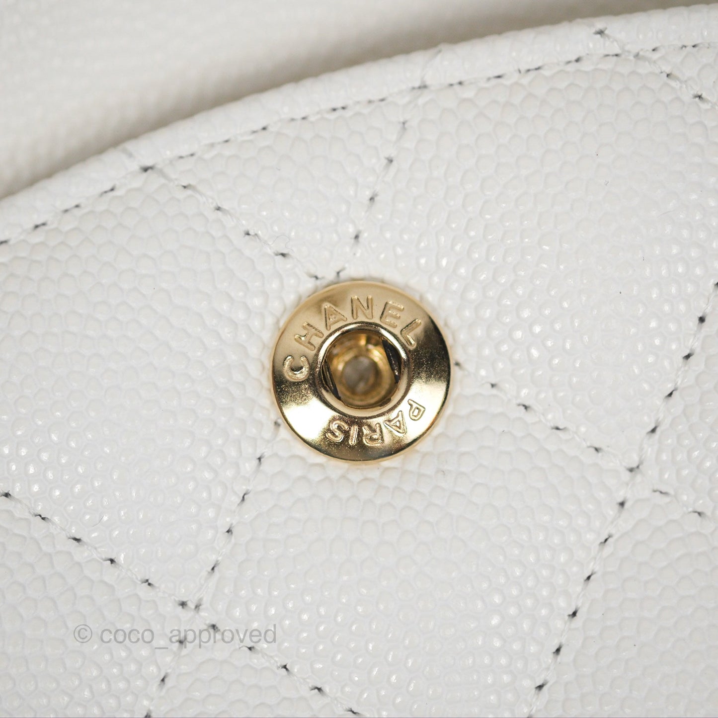 Chanel Classic M/L Medium Flap Quilted White Caviar Gold Hardware