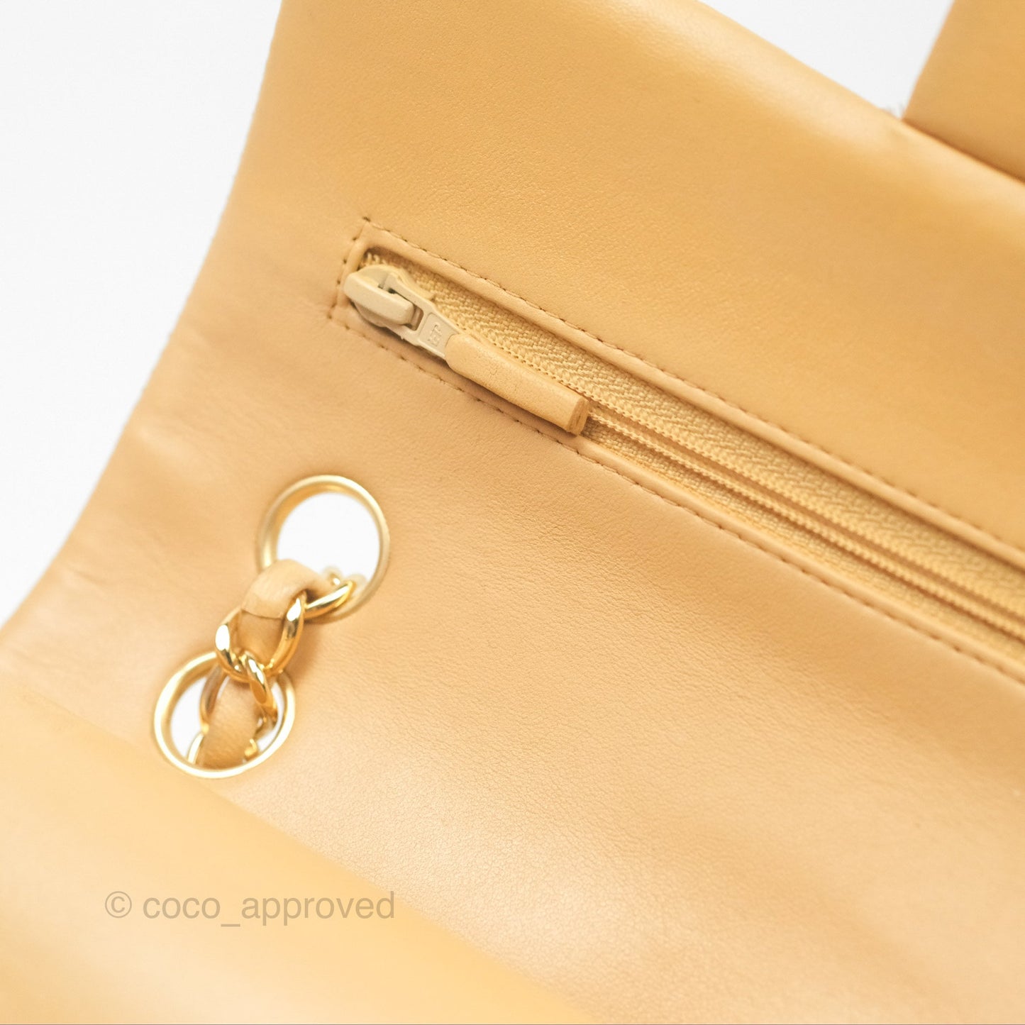 Chanel Vintage Small Classic Flap Beige Lambskin 24K Gold Hardware