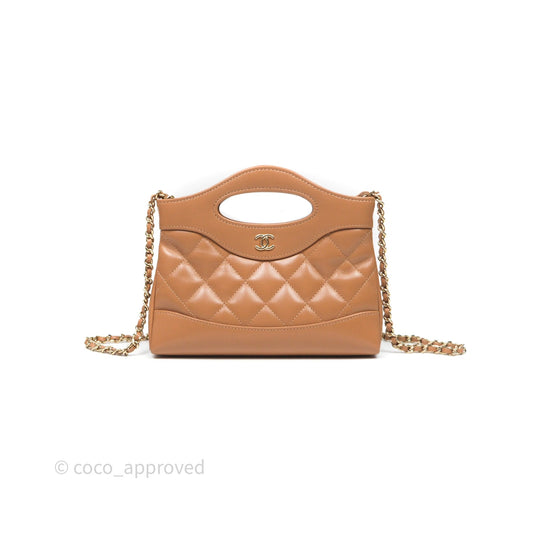 Chanel Nano 31 Dark Beige Shiny Lambskin Gold Hardware