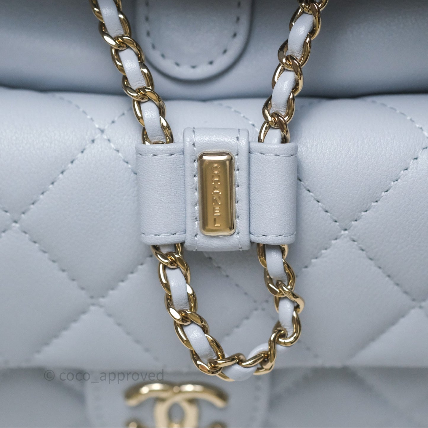 Chanel Quilted Large Duma Drawstring Backpack Light Blue Calfskin