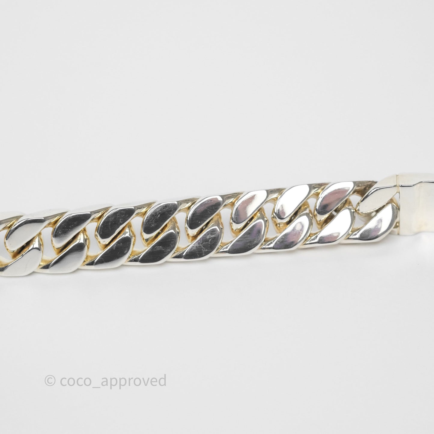 Hermes Kelly Gourmette GM Bracelet Silver Size ST