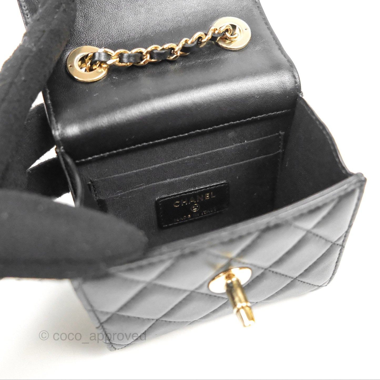 Chanel Mini Quilted Trendy CC Clutch With Chain Black Lambskin Gold Hardware
