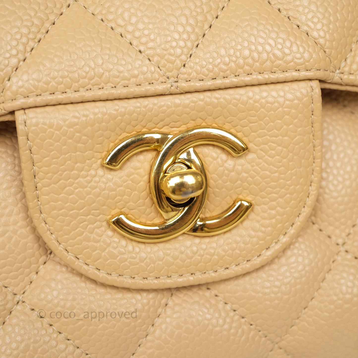 Chanel Jumbo Double Flap Beige Caviar Gold Hardware⁣⁣