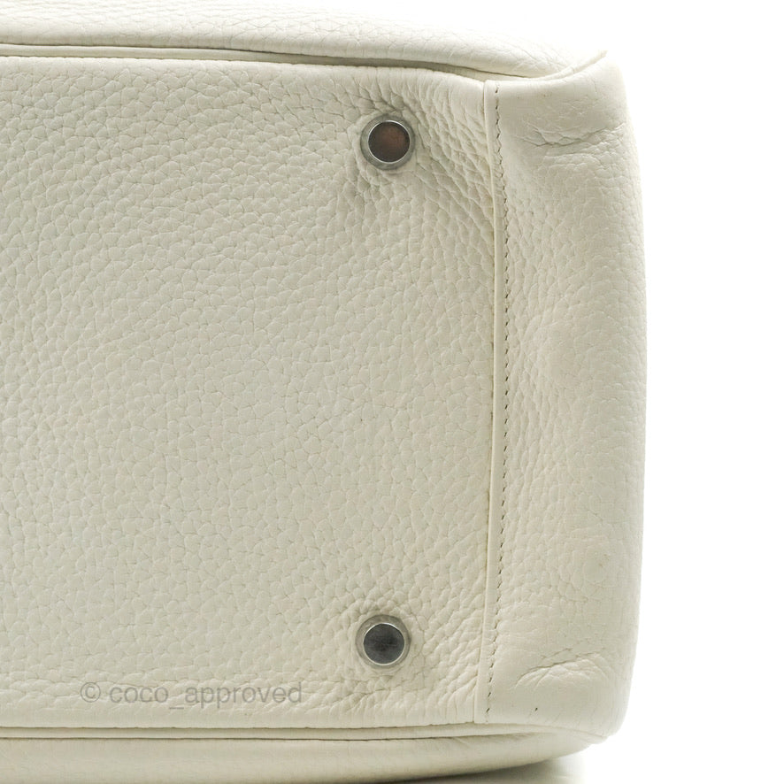Hermes Lindy 30 White Clemence Palladium Hardware