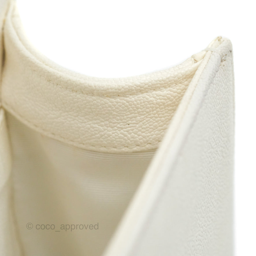 Chanel Small Boy White Caviar Gold Hardware