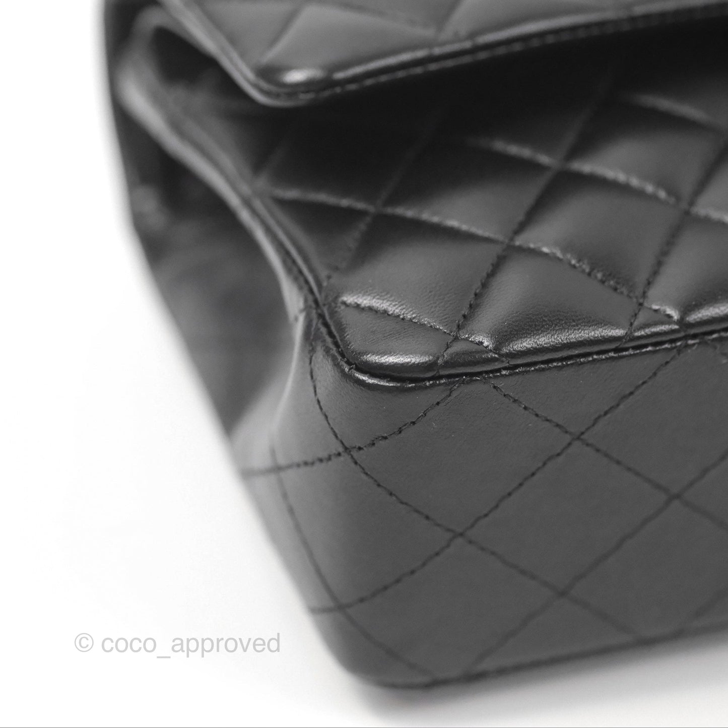 Chanel Classic M/L Medium Flap Quilted Black Lambskin Silver Hardware