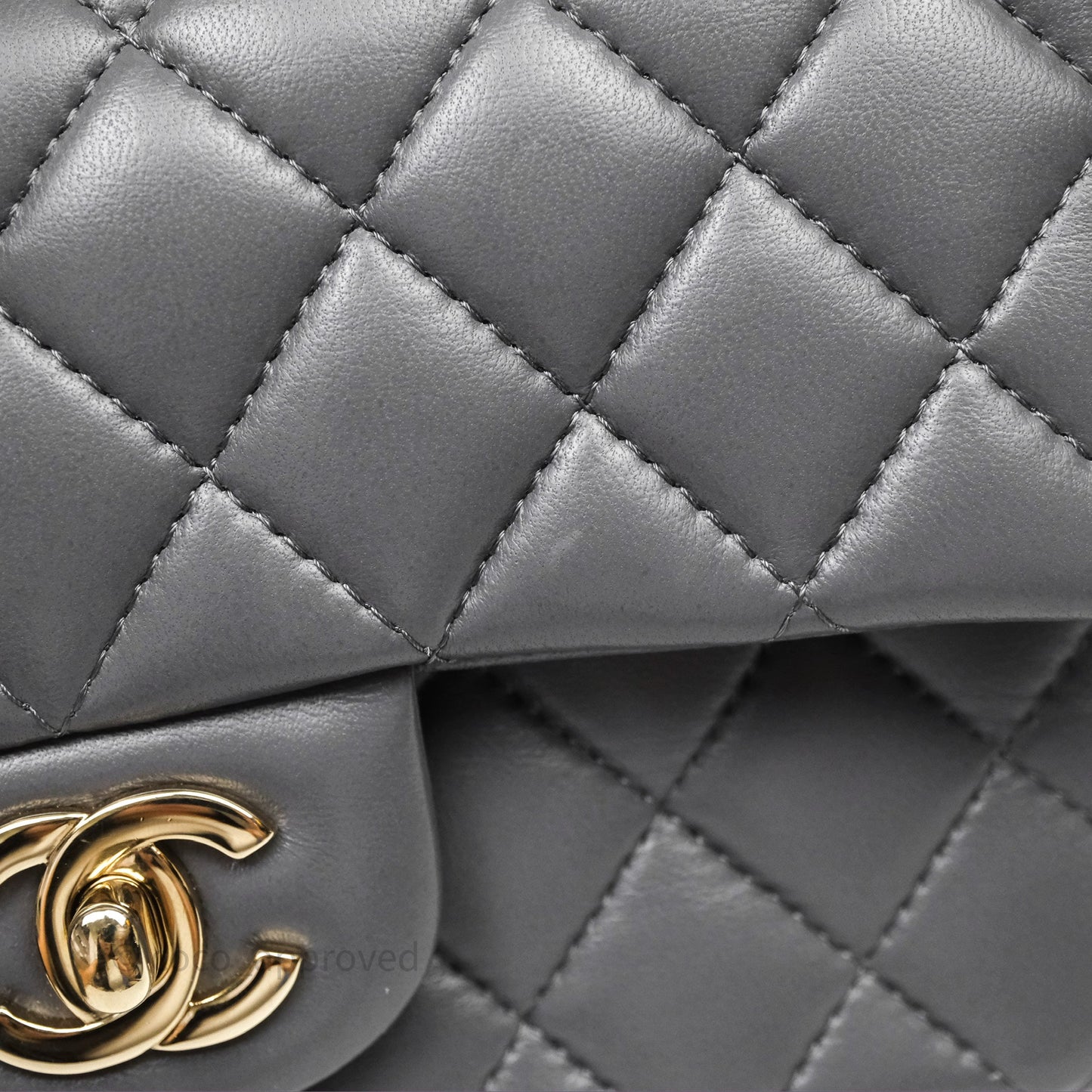 Chanel Chain Top Handle Mini Rectangular Flap Grey Lambskin Gold Hardware