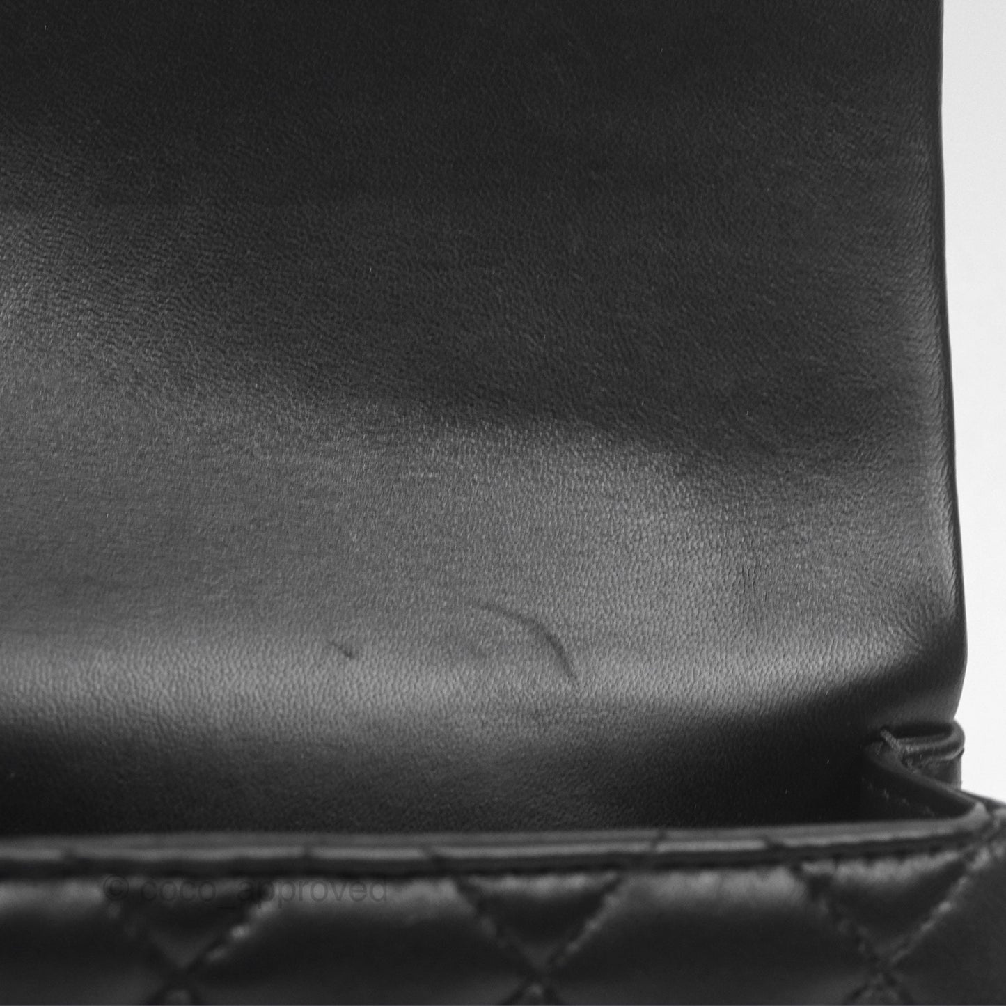 Chanel Logo Pearl Chain Flap Bag Black Lambskin Gold Hardware