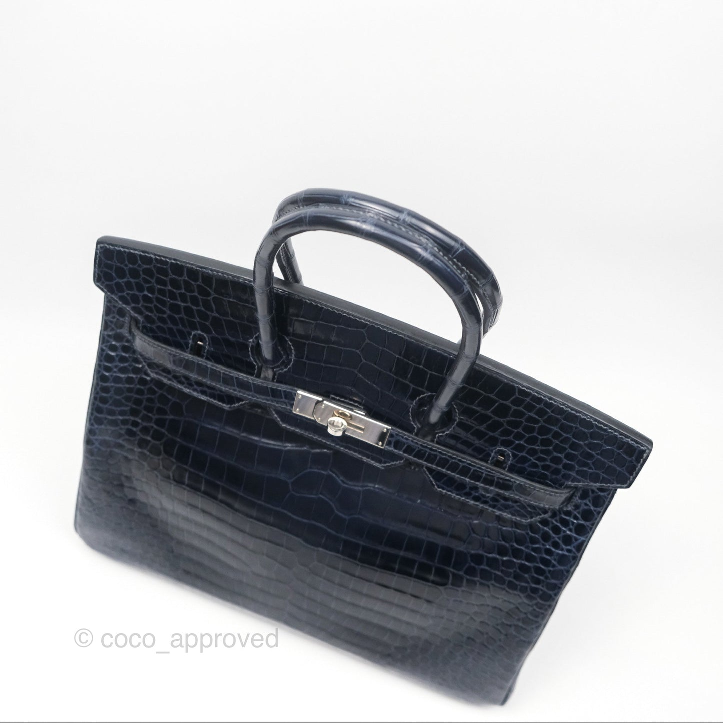 Hermès Birkin 35 Porosus Marine 78 Palladium Hardware