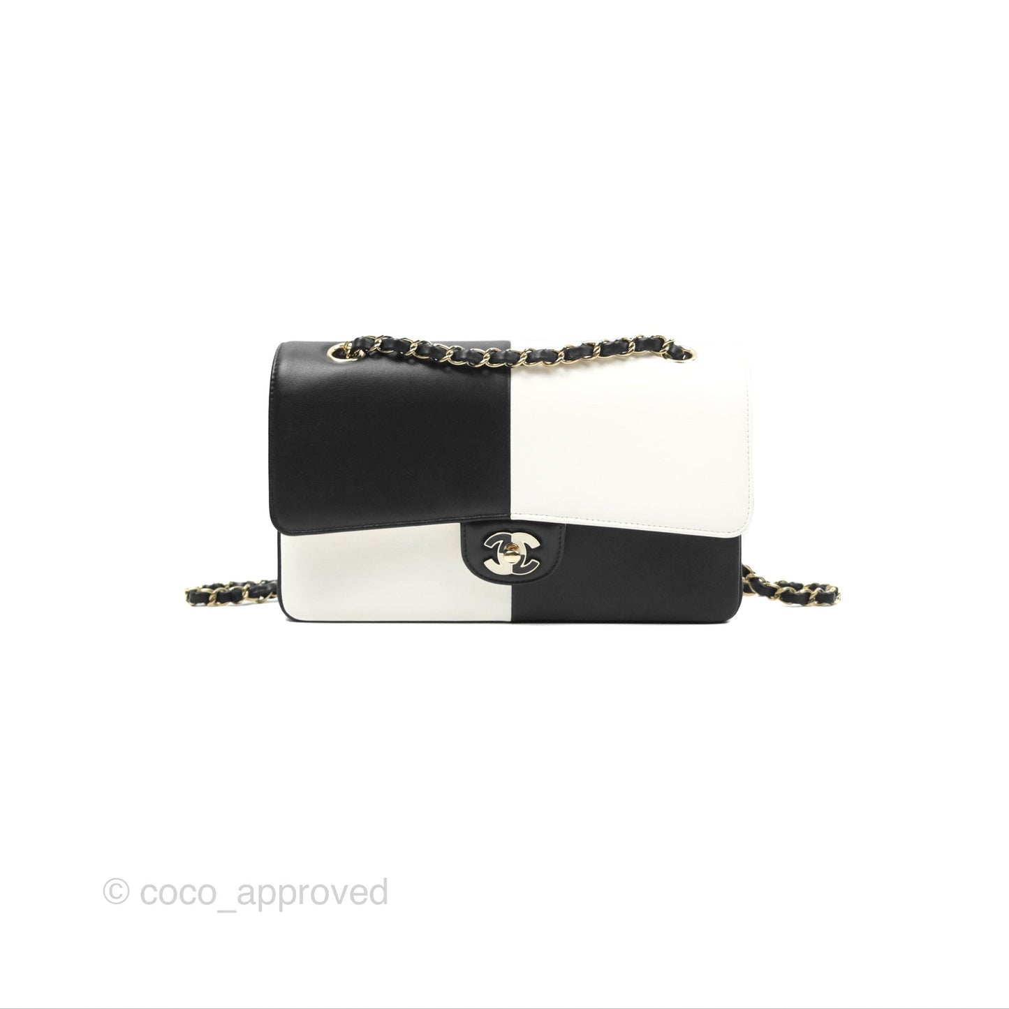 Chanel Medium Flap Black & White Lambskin Gold Hardware