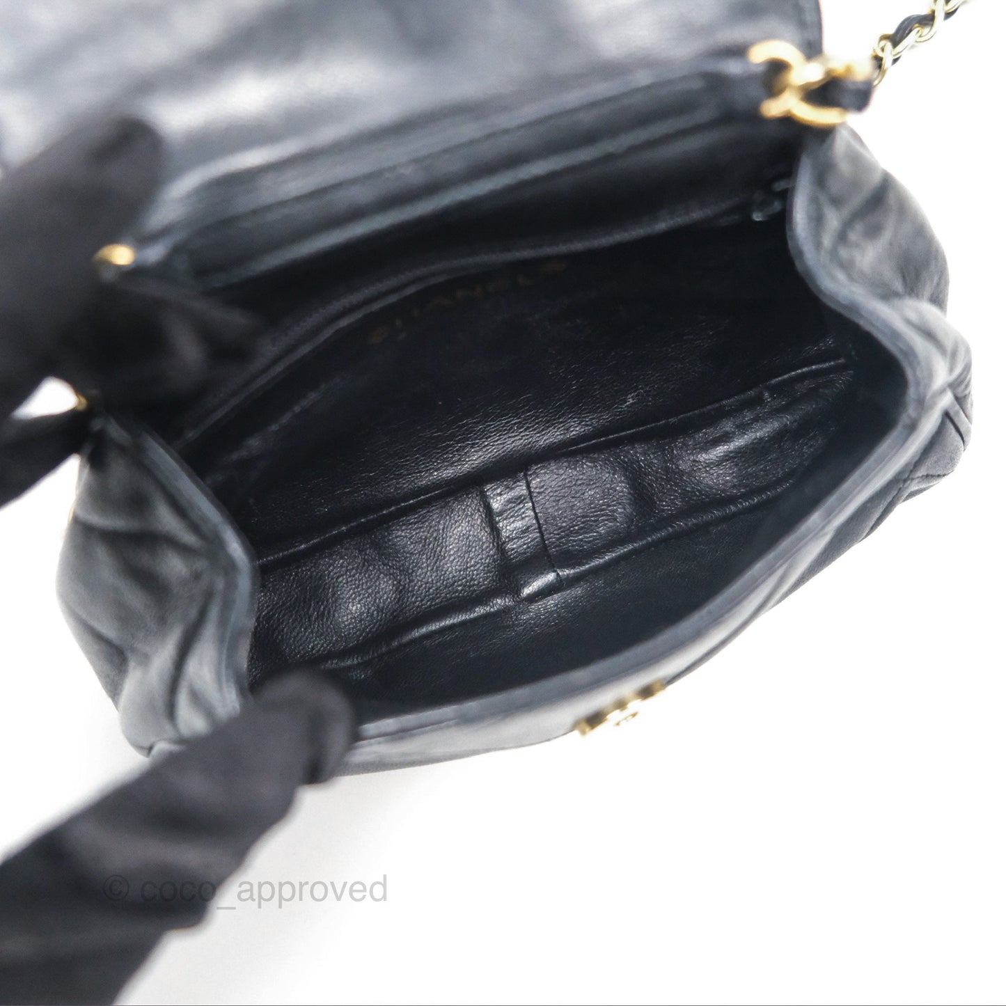 Chanel Vintage Mini Clutch with Chain Black Lambskin Gold Hardware
