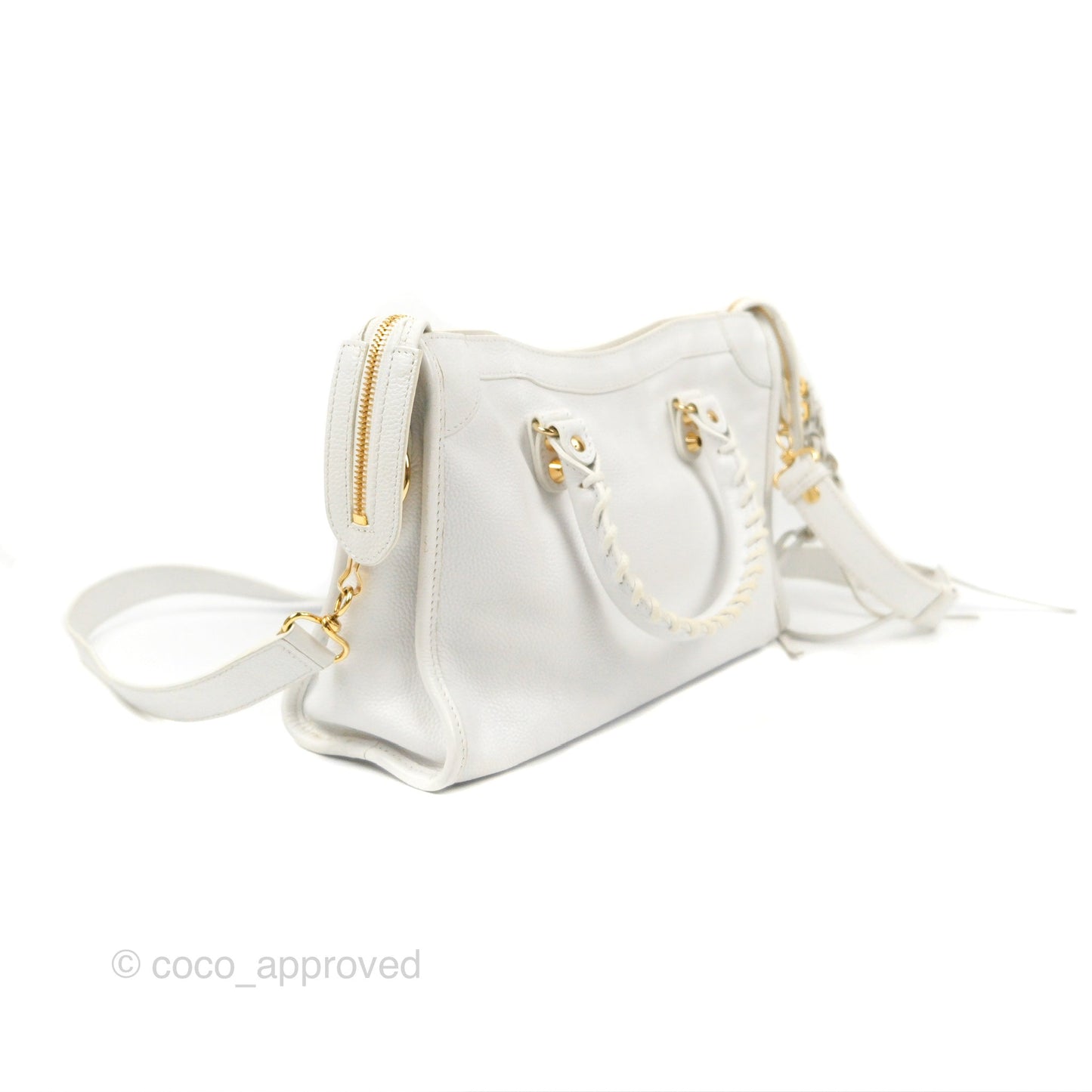 Balenciaga Classic Small City Bag White Aged Calfskin Gold Hardware