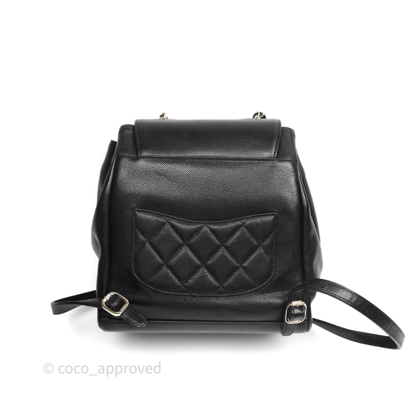 Chanel Quilted Business Affinity Backpack Black Caviar Light Gold Hardware