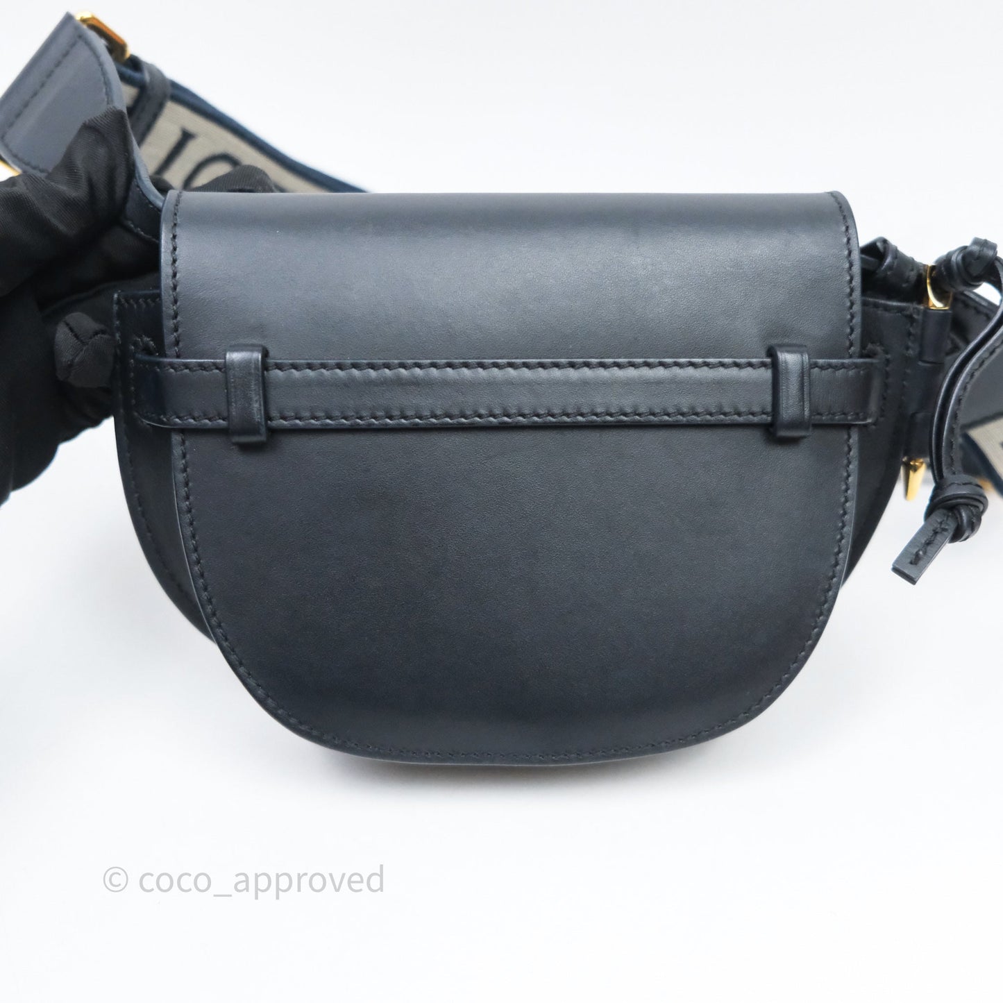 Loewe Mini Gate Dual Bag in Soft Calfskin & Jacquard Strap Black