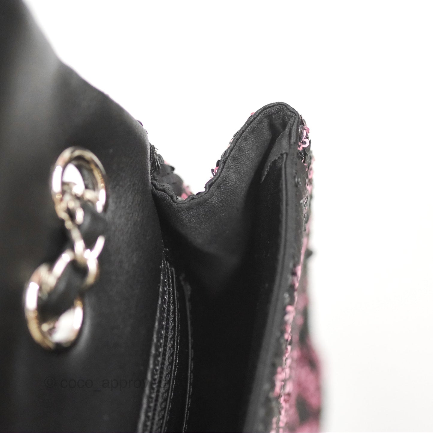 Chanel Medium CC Sequins Flap Bag Pink & Black Silver Hardware