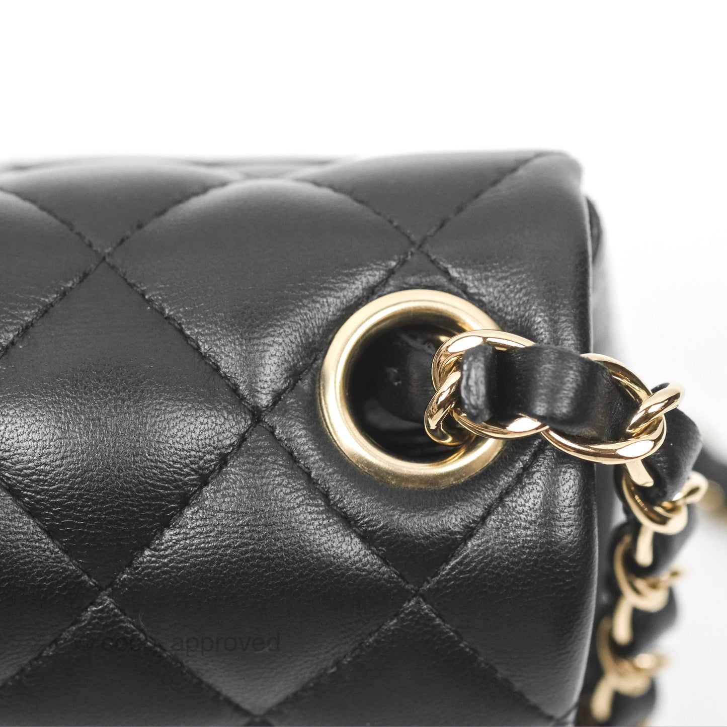 Chanel Mini Square Quilted Black Lambskin Gold Hardware
