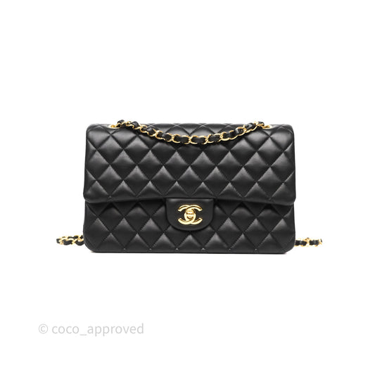 Chanel Classic M/L Medium Flap Quilted Black Lambskin Gold Hardware