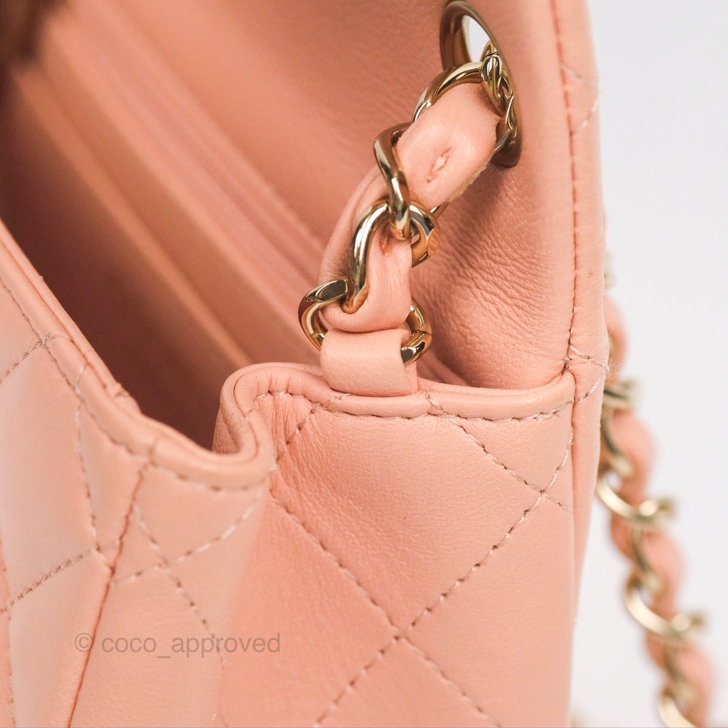 Chanel Quilted Mini Square Lambskin Light Beige Pink Gold Hardware
