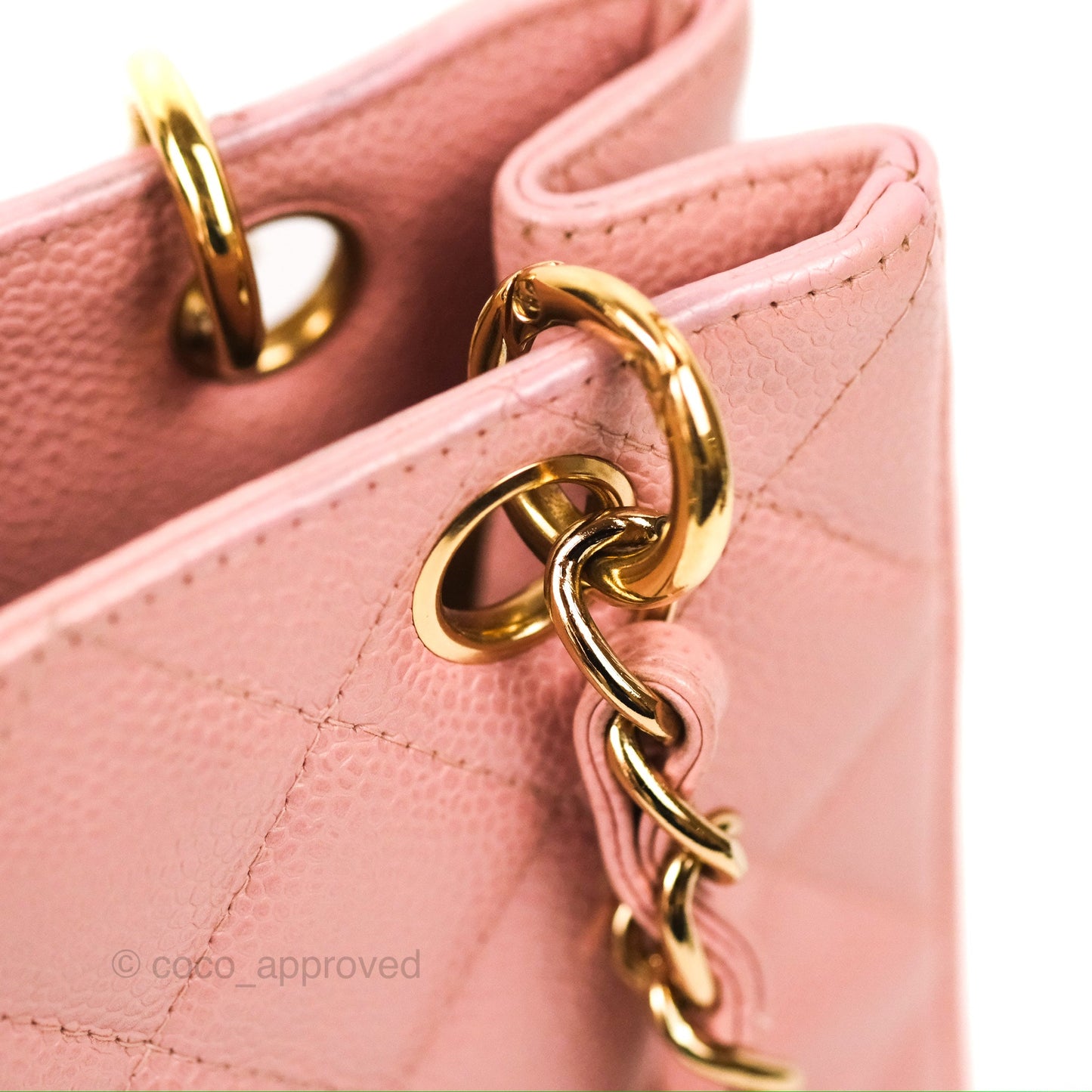 Chanel Quilted Petit Shopping Tote PST Sakura Pink Caviar Gold Hardware