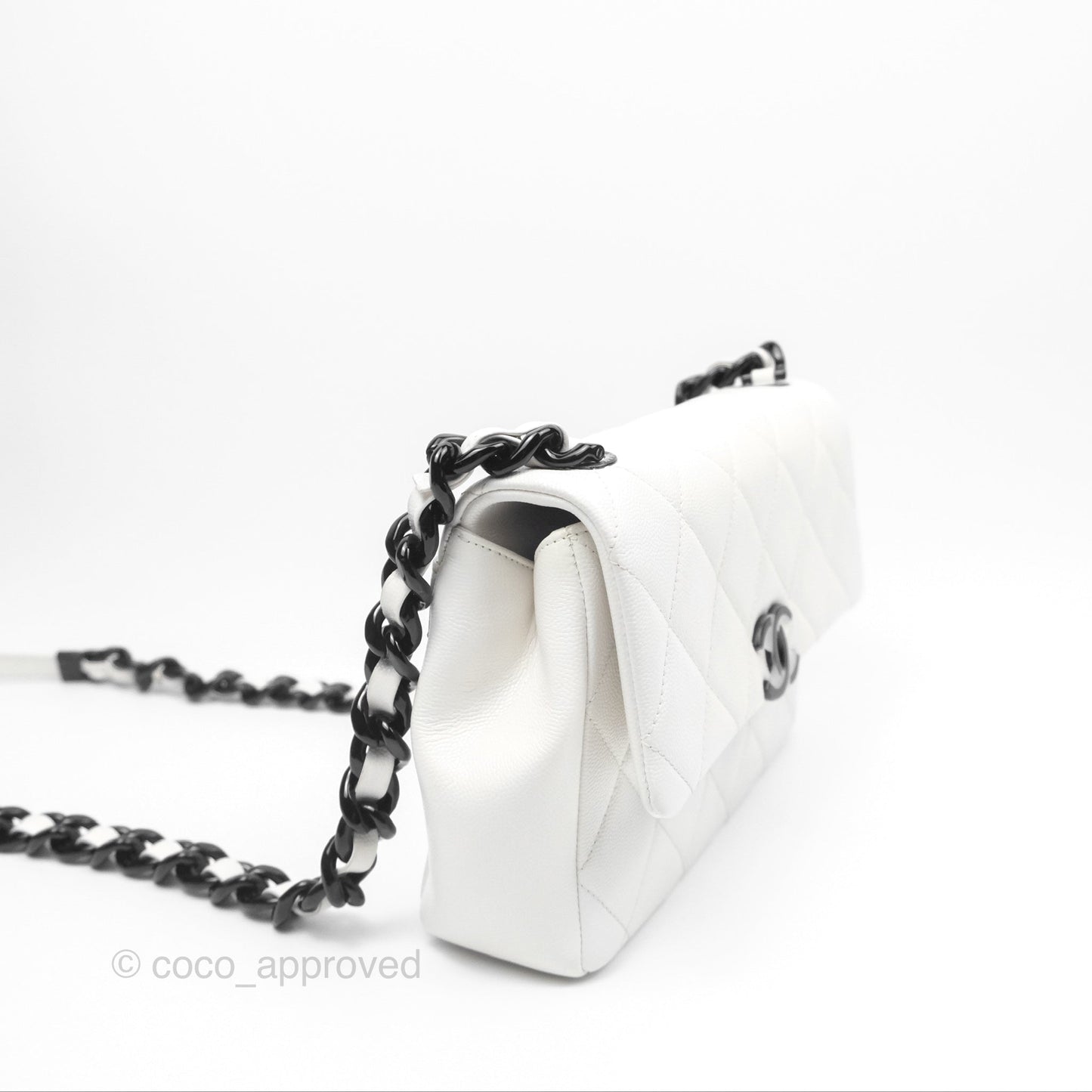 Chanel Quilted My Everything Medium Flap Bag White Caviar Incognito Hardware