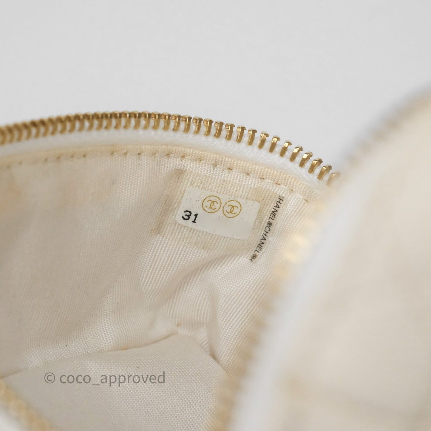 Chanel Quilted Mini Top Handle Vanity With Chain Ivory Caviar Aged Gold Hardware
