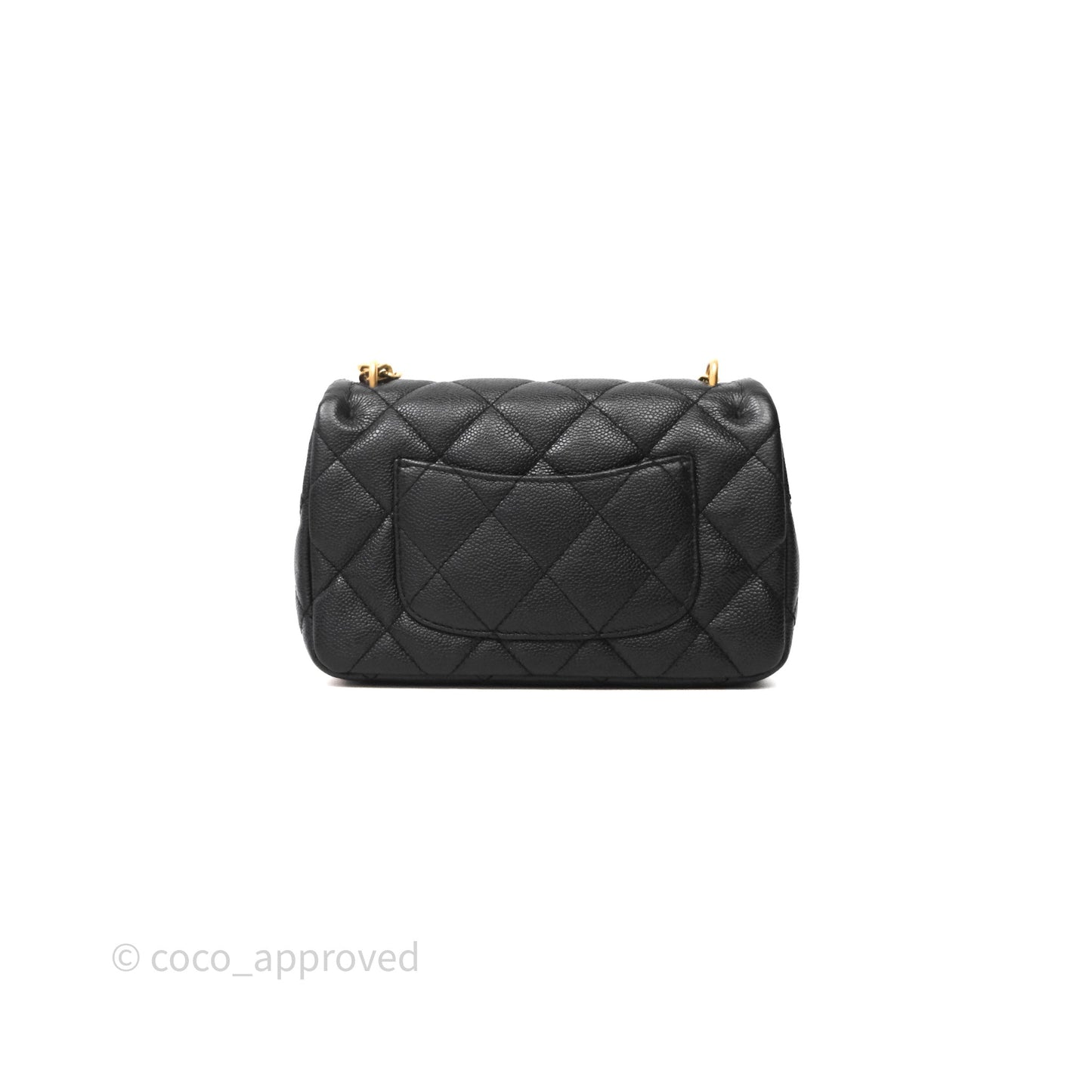 Chanel Mini Flap Bag Heart Adjustable Chain Black Caviar Aged Gold Hardware