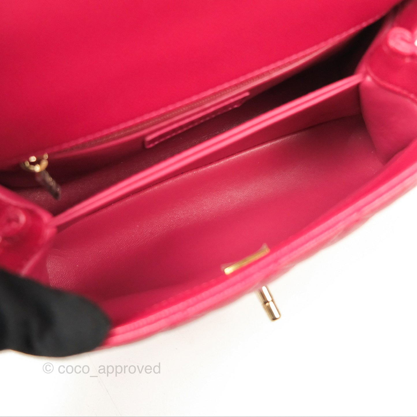 Chanel Small Coco Handle Quilted Dark Rose Pink Caviar Gold Hardware 21A