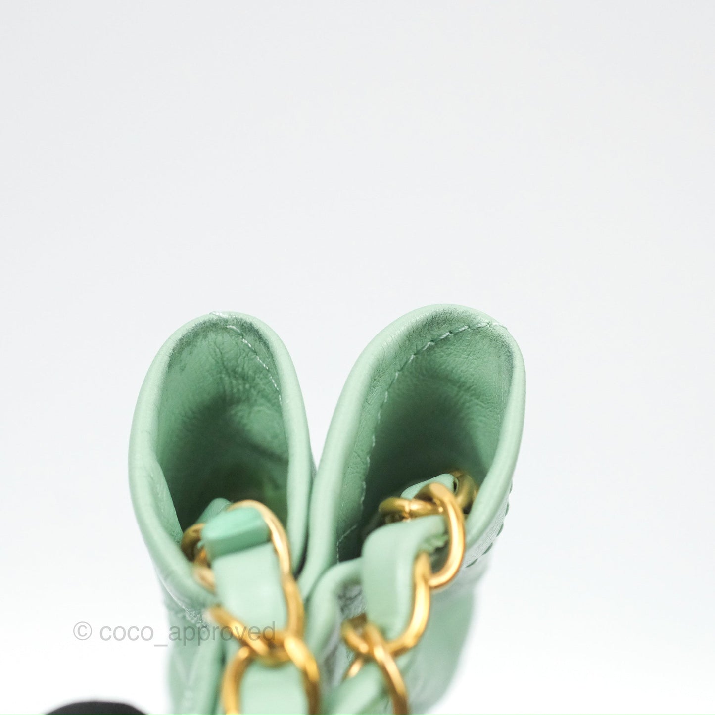 Chanel 22 Small Mint Green Shiny Calfskin Aged Gold Hardware