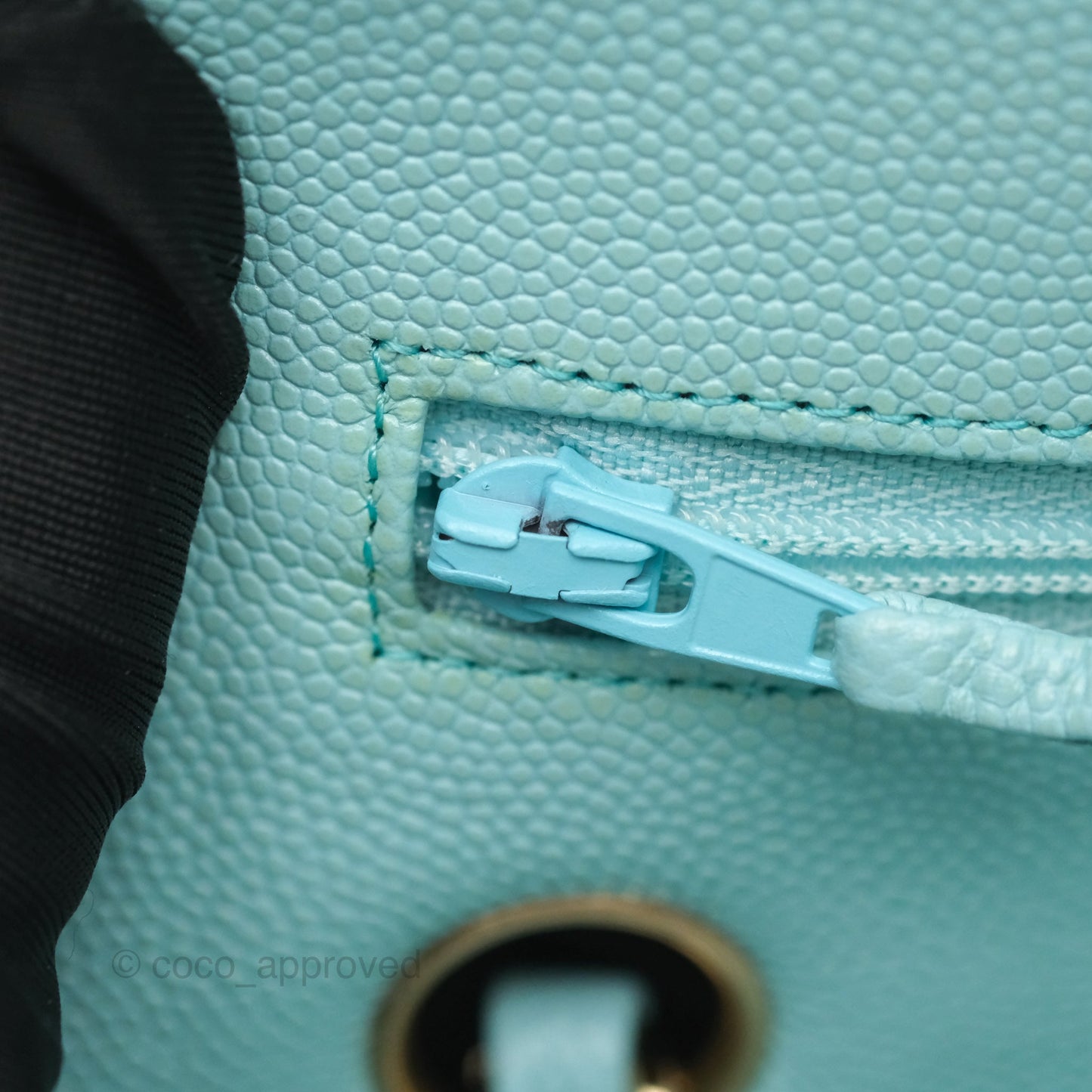 Chanel Small S/M Classic Flap Quilted Tiffany Blue Caviar Gold Hardware